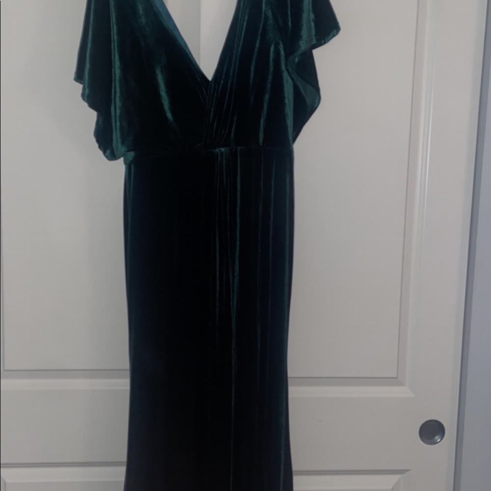 Revelry Gwen Velvet Dress: Color Emerald. Size 14.